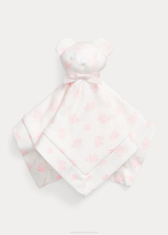 lyserød multi unisex Ralph Lauren økologisk interlock bear dejligt tæppe Z426B8091