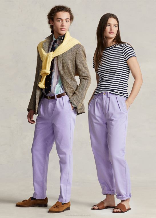 himmel lavendel unisex Ralph Lauren whitman plisserede chinobukser med afslappet pasform Z426B88