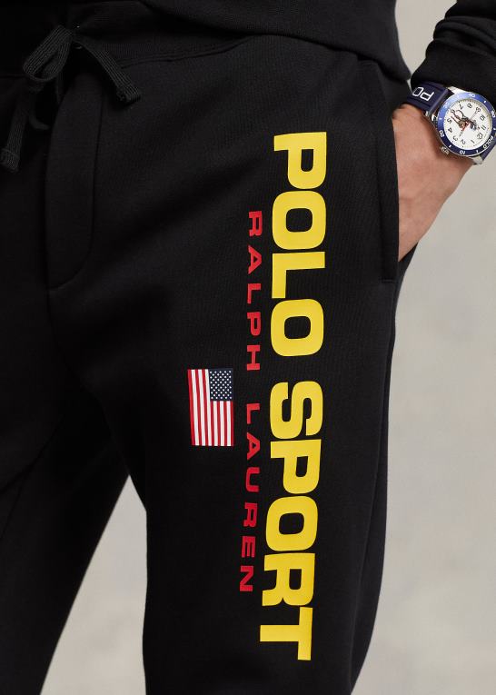 sort guld unisex Ralph Lauren polo sport fleece joggerbukser Z426B703