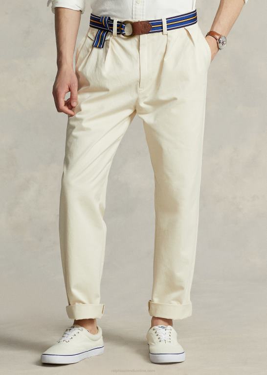 vintercreme unisex Ralph Lauren whitman plisserede chinobukser med afslappet pasform Z426B89