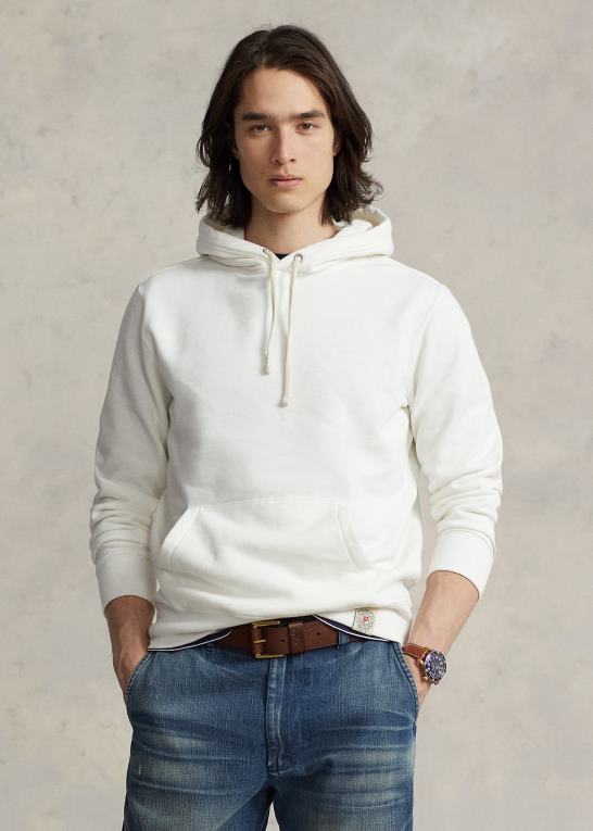 dækvask hvid unisex Ralph Lauren fleece hættetrøje Z426B3407