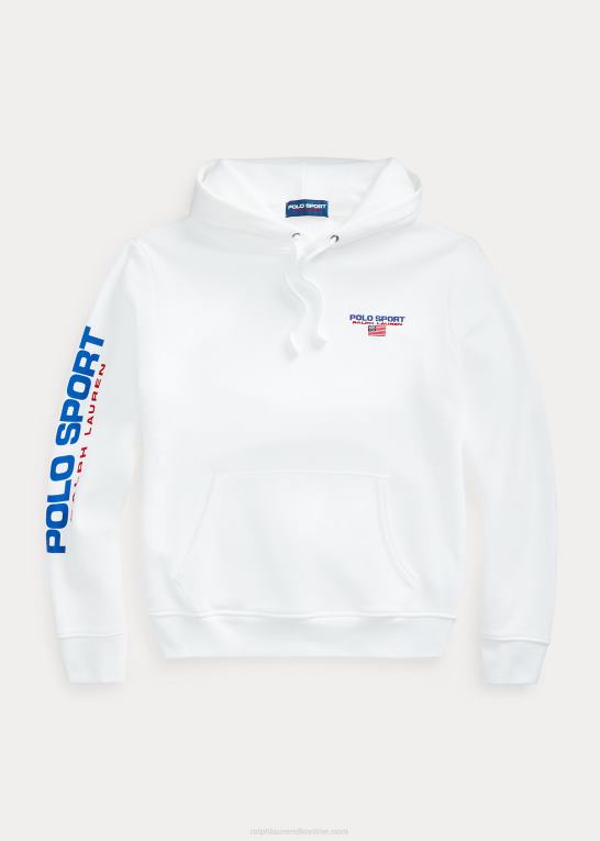hvid unisex Ralph Lauren polo sport fleece hættetrøje Z426B3421
