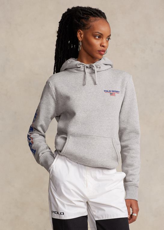 og over lyng/rød unisex Ralph Lauren polo sport fleece hættetrøje Z426B3422