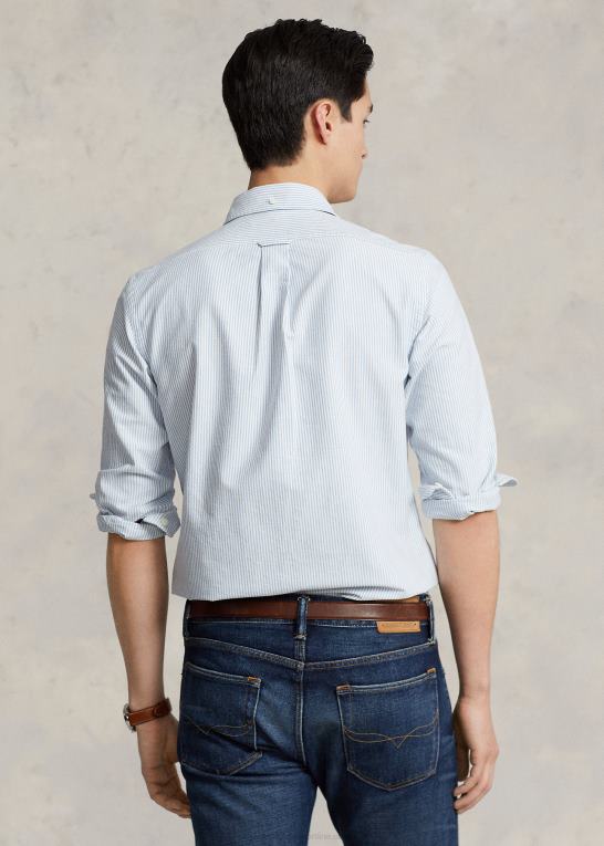 blå/hvid unisex Ralph Lauren custom fit stribet oxford skjorte Z426B137