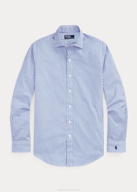blå/hvid unisex Ralph Lauren stribet poplin skjorte i specialdesign Z426B123
