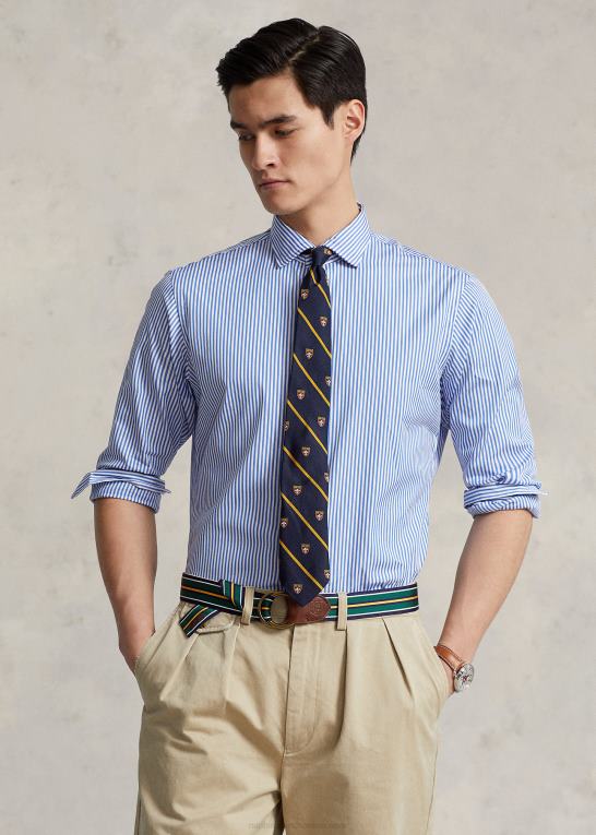 blå/hvid unisex Ralph Lauren stribet poplin skjorte i specialdesign Z426B123