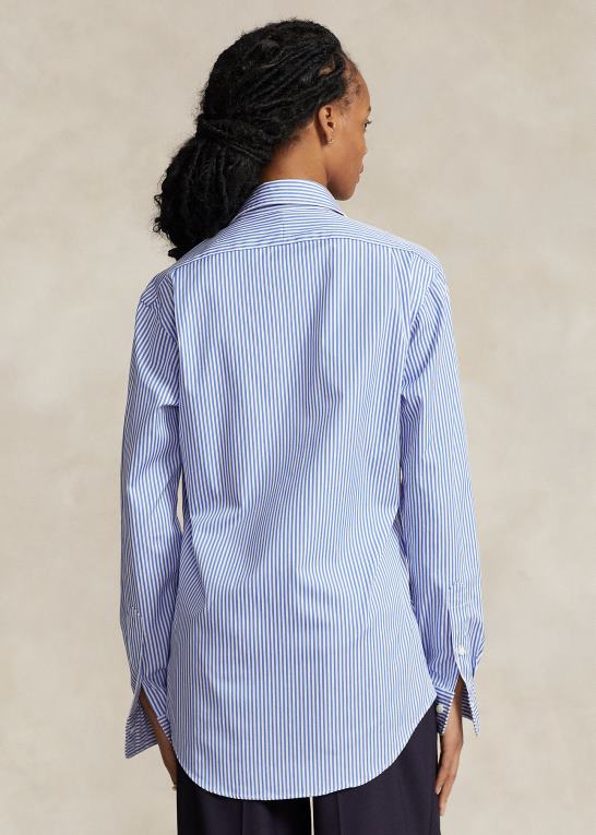 blå/hvid unisex Ralph Lauren stribet poplin skjorte i specialdesign Z426B123