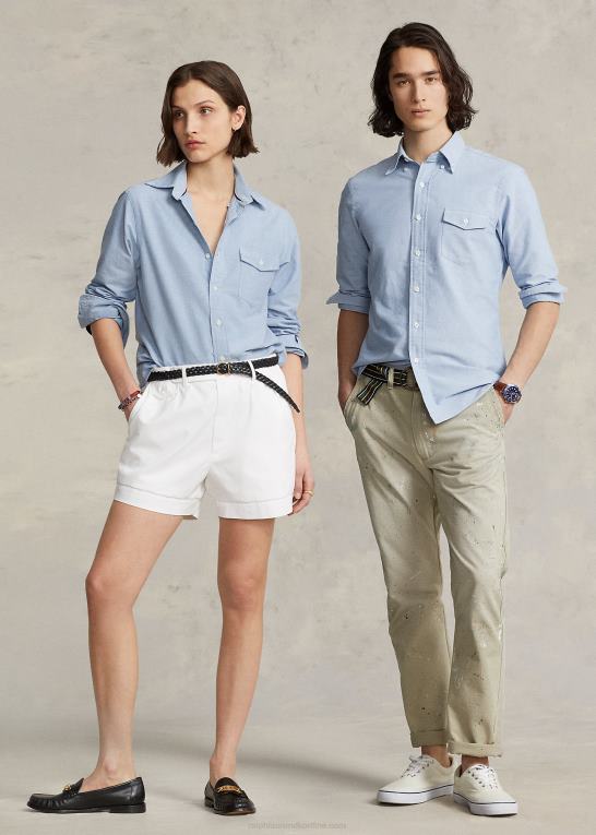 blå unisex Ralph Lauren custom fit oxford skjorte Z426B935