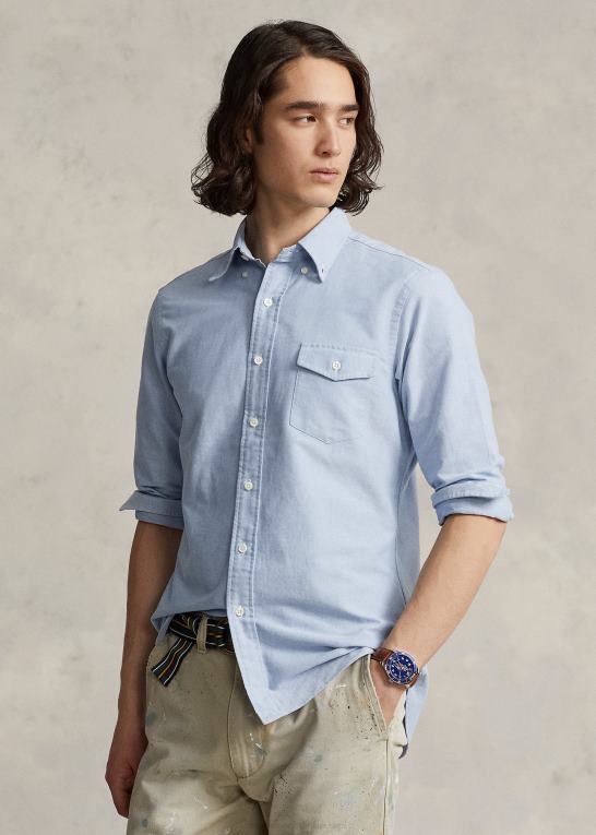blå unisex Ralph Lauren custom fit oxford skjorte Z426B935