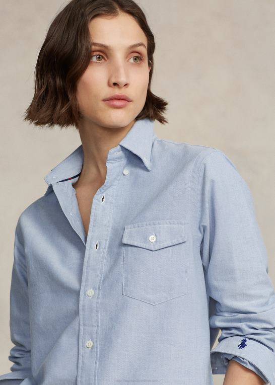 blå unisex Ralph Lauren custom fit oxford skjorte Z426B935