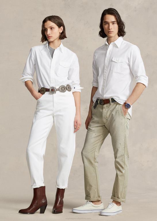 hvid unisex Ralph Lauren custom fit oxford skjorte Z426B934