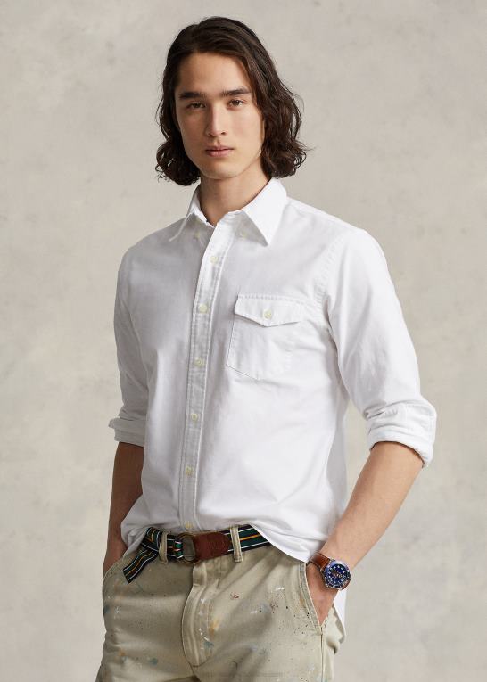 hvid unisex Ralph Lauren custom fit oxford skjorte Z426B934