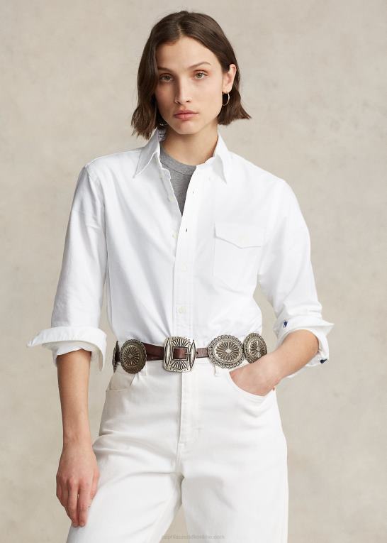 hvid unisex Ralph Lauren custom fit oxford skjorte Z426B934