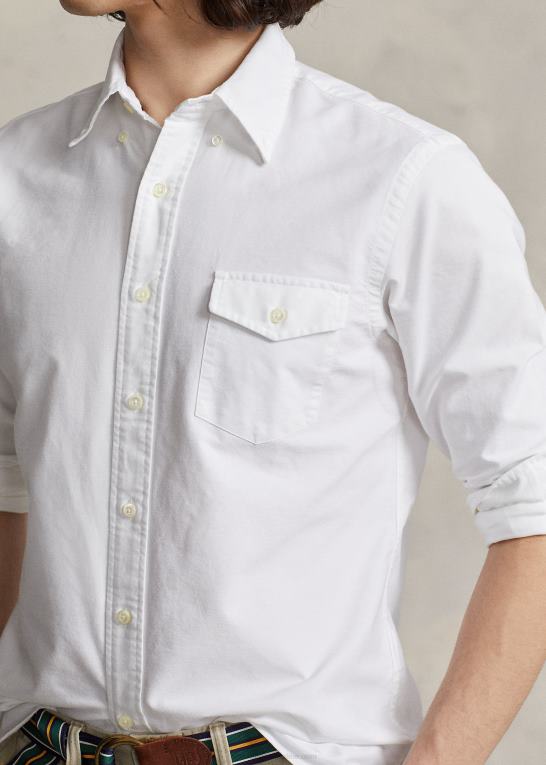 hvid unisex Ralph Lauren custom fit oxford skjorte Z426B934