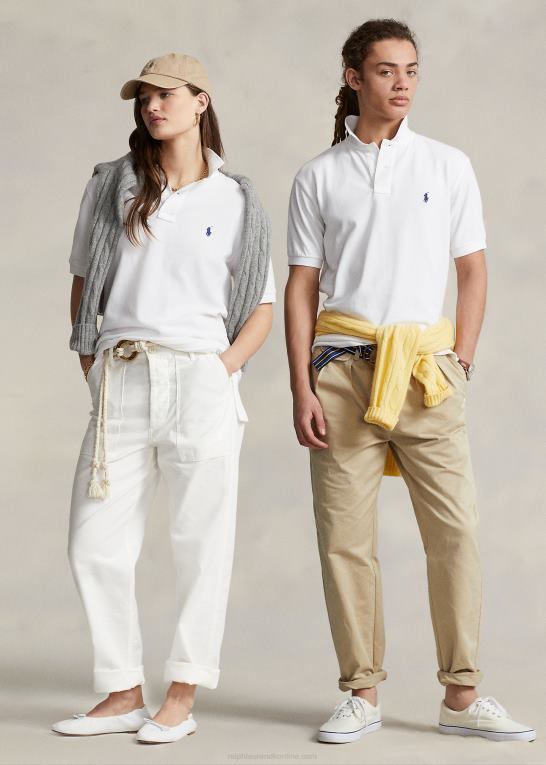 hvid unisex Ralph Lauren original pasform mesh poloshirt Z426B3402