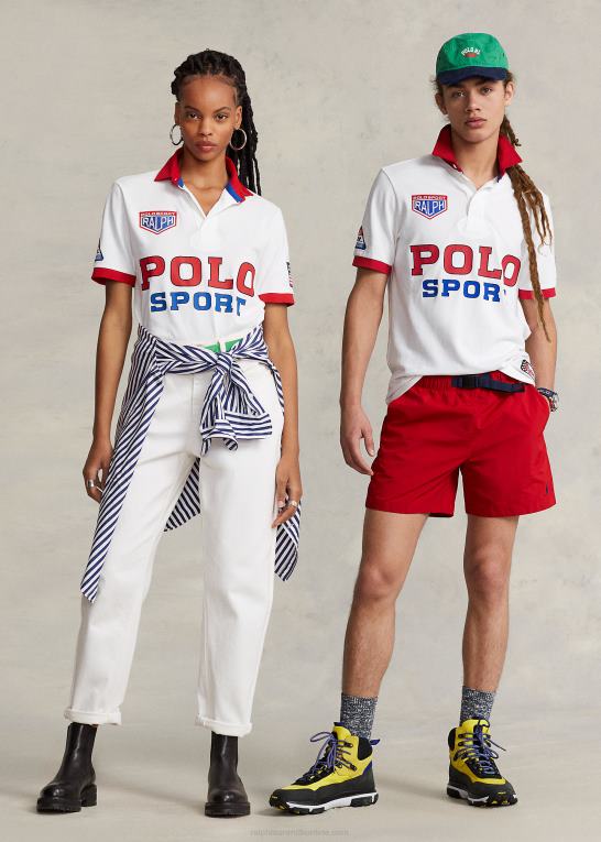 klassisk oxford hvid unisex Ralph Lauren klassisk pasform polo sport mesh rugby skjorte Z426B971