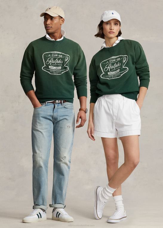 grøn unisex Ralph Lauren kaffe sweatshirt med rund hals Z426B449