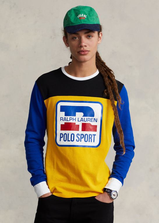 gul storm multi unisex Ralph Lauren logo vaffelstrikket t-shirt Z426B3424