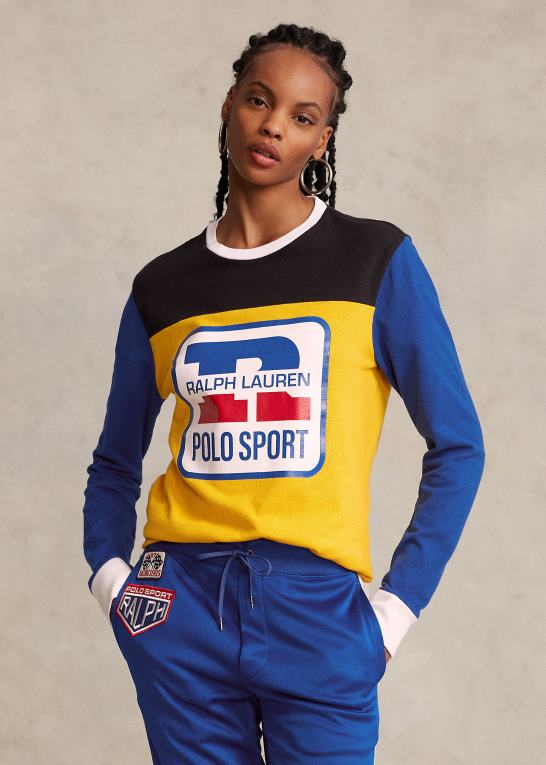 gul storm multi unisex Ralph Lauren logo vaffelstrikket t-shirt Z426B3424