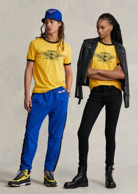 gul storm unisex Ralph Lauren brugerdefineret slim fit jersey grafisk t-shirt Z426B904