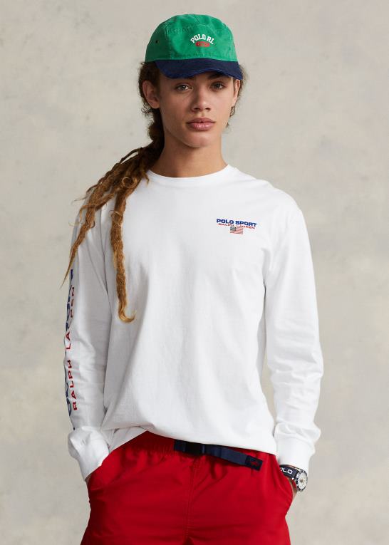 hvid unisex Ralph Lauren klassisk pasform polo sport jersey t-shirt Z426B454