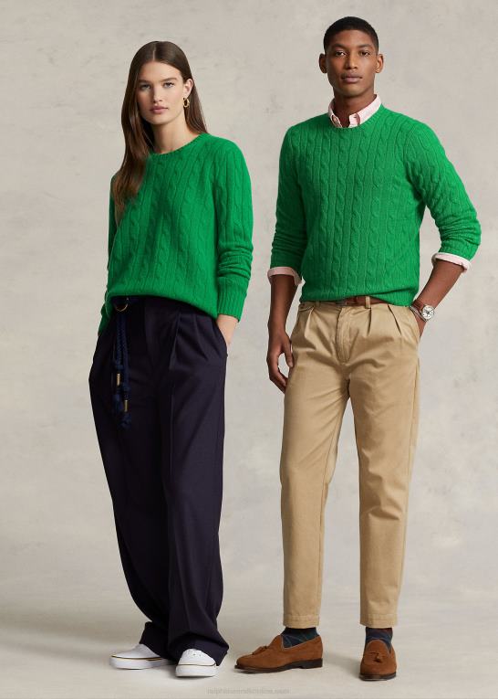 charlie green unisex Ralph Lauren den ikoniske kabelstrikkede kashmirtrøje Z426B3396