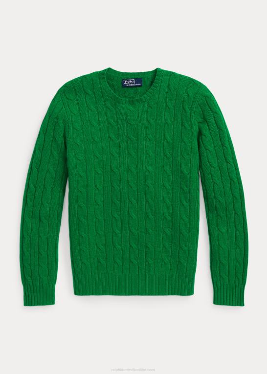 charlie green unisex Ralph Lauren den ikoniske kabelstrikkede kashmirtrøje Z426B3396