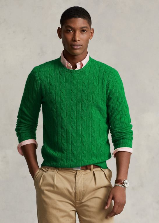 charlie green unisex Ralph Lauren den ikoniske kabelstrikkede kashmirtrøje Z426B3396