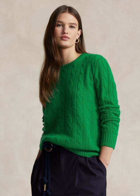 charlie green unisex Ralph Lauren den ikoniske kabelstrikkede kashmirtrøje Z426B3396
