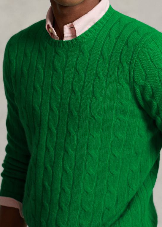charlie green unisex Ralph Lauren den ikoniske kabelstrikkede kashmirtrøje Z426B3396