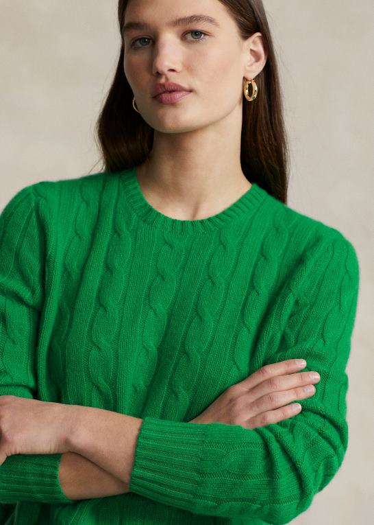 charlie green unisex Ralph Lauren den ikoniske kabelstrikkede kashmirtrøje Z426B3396