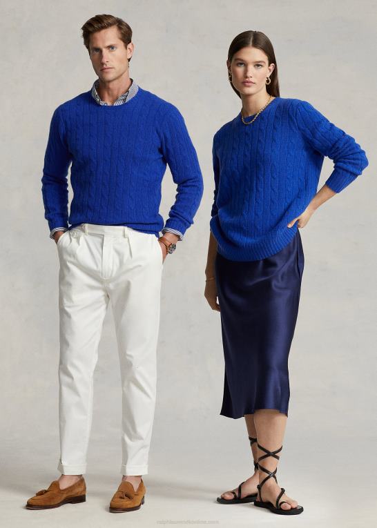 dyb kongelig unisex Ralph Lauren den ikoniske kabelstrikkede kashmirtrøje Z426B3391