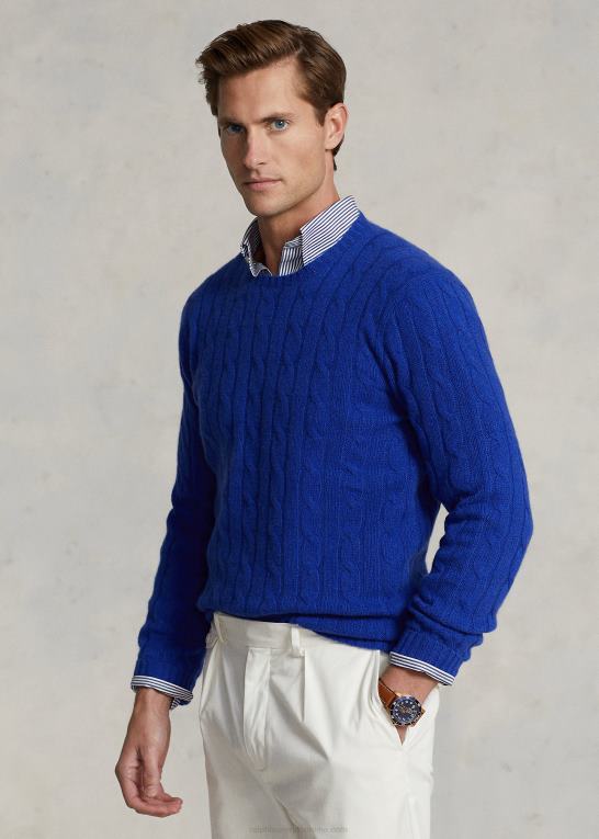 dyb kongelig unisex Ralph Lauren den ikoniske kabelstrikkede kashmirtrøje Z426B3391