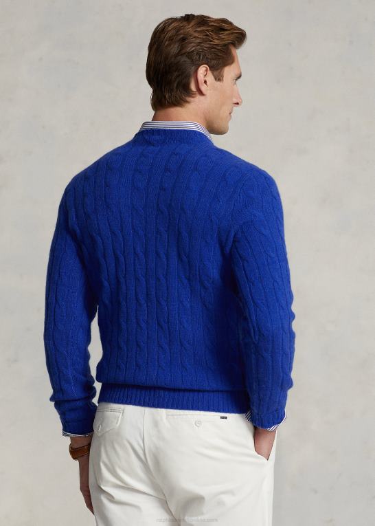 dyb kongelig unisex Ralph Lauren den ikoniske kabelstrikkede kashmirtrøje Z426B3391
