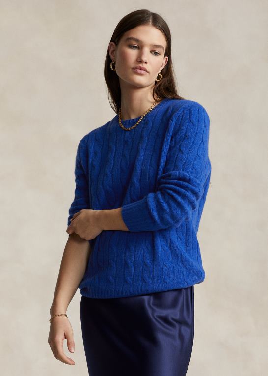 dyb kongelig unisex Ralph Lauren den ikoniske kabelstrikkede kashmirtrøje Z426B3391