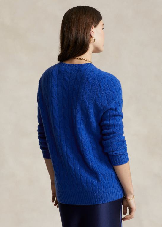 dyb kongelig unisex Ralph Lauren den ikoniske kabelstrikkede kashmirtrøje Z426B3391