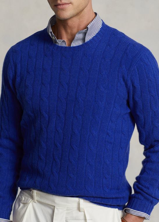 dyb kongelig unisex Ralph Lauren den ikoniske kabelstrikkede kashmirtrøje Z426B3391
