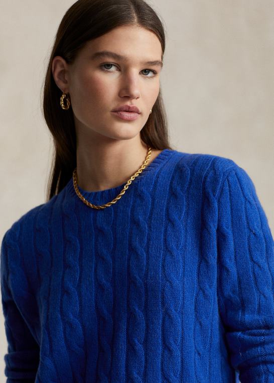 dyb kongelig unisex Ralph Lauren den ikoniske kabelstrikkede kashmirtrøje Z426B3391