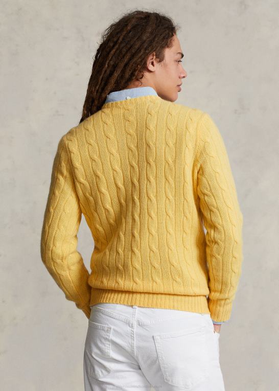 falde gul unisex Ralph Lauren den ikoniske kabelstrikkede kashmirtrøje Z426B3397