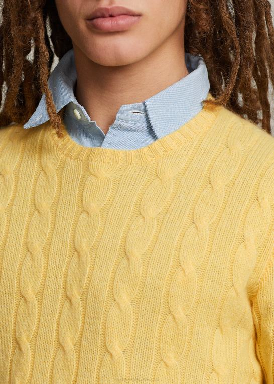 falde gul unisex Ralph Lauren den ikoniske kabelstrikkede kashmirtrøje Z426B3397