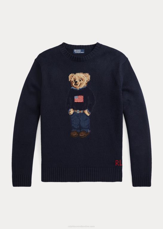 flåde unisex Ralph Lauren polobjørn bomuld-hør sweater Z426B1252