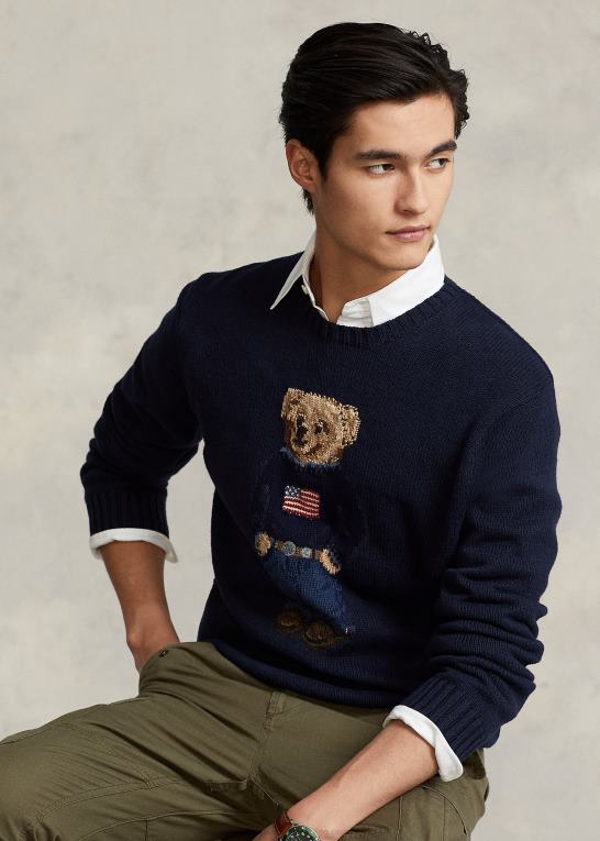 flåde unisex Ralph Lauren polobjørn bomuld-hør sweater Z426B1252