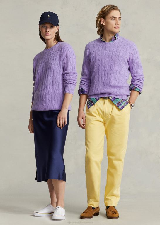maidstone lilla lyng unisex Ralph Lauren den ikoniske kabelstrikkede kashmirtrøje Z426B3394