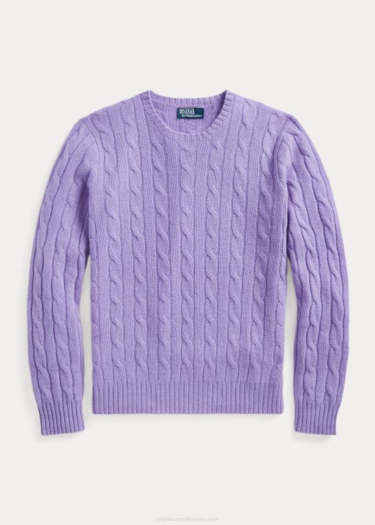 maidstone lilla lyng unisex Ralph Lauren den ikoniske kabelstrikkede kashmirtrøje Z426B3394