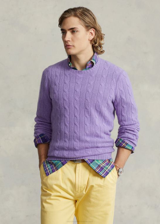 maidstone lilla lyng unisex Ralph Lauren den ikoniske kabelstrikkede kashmirtrøje Z426B3394