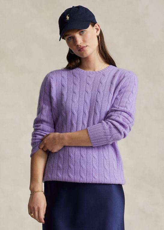 maidstone lilla lyng unisex Ralph Lauren den ikoniske kabelstrikkede kashmirtrøje Z426B3394