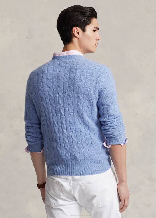 ny litchfield blå unisex Ralph Lauren den ikoniske kabelstrikkede kashmirtrøje Z426B3390