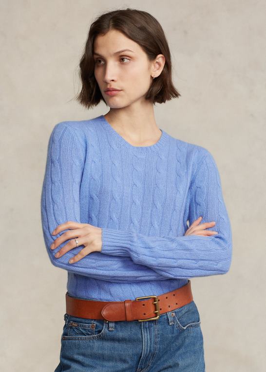 ny litchfield blå unisex Ralph Lauren den ikoniske kabelstrikkede kashmirtrøje Z426B3390