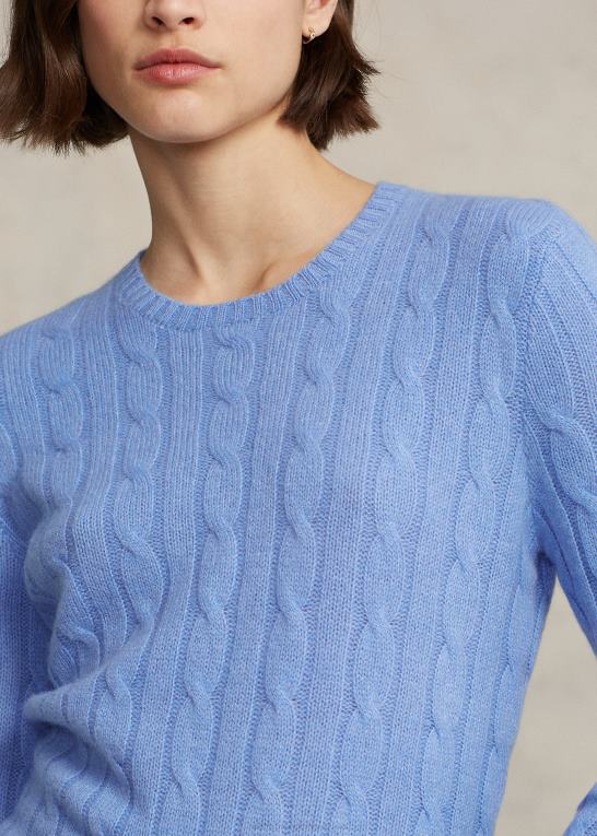 ny litchfield blå unisex Ralph Lauren den ikoniske kabelstrikkede kashmirtrøje Z426B3390