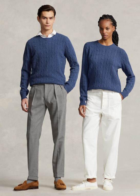rustik marine lyng unisex Ralph Lauren den ikoniske kabelstrikkede kashmirtrøje Z426B3392